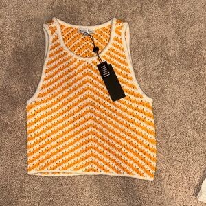 Gianni Bini Orange and Cream Chevron Tank Top